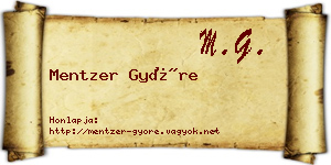 Mentzer Györe névjegykártya